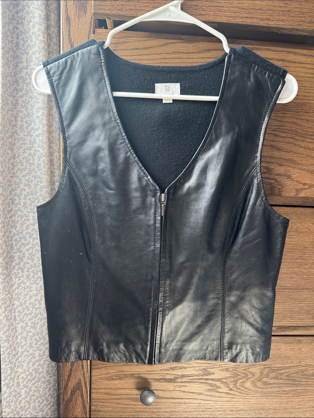 Apt. 9 Black Genuine Leather Zip-Front Vest